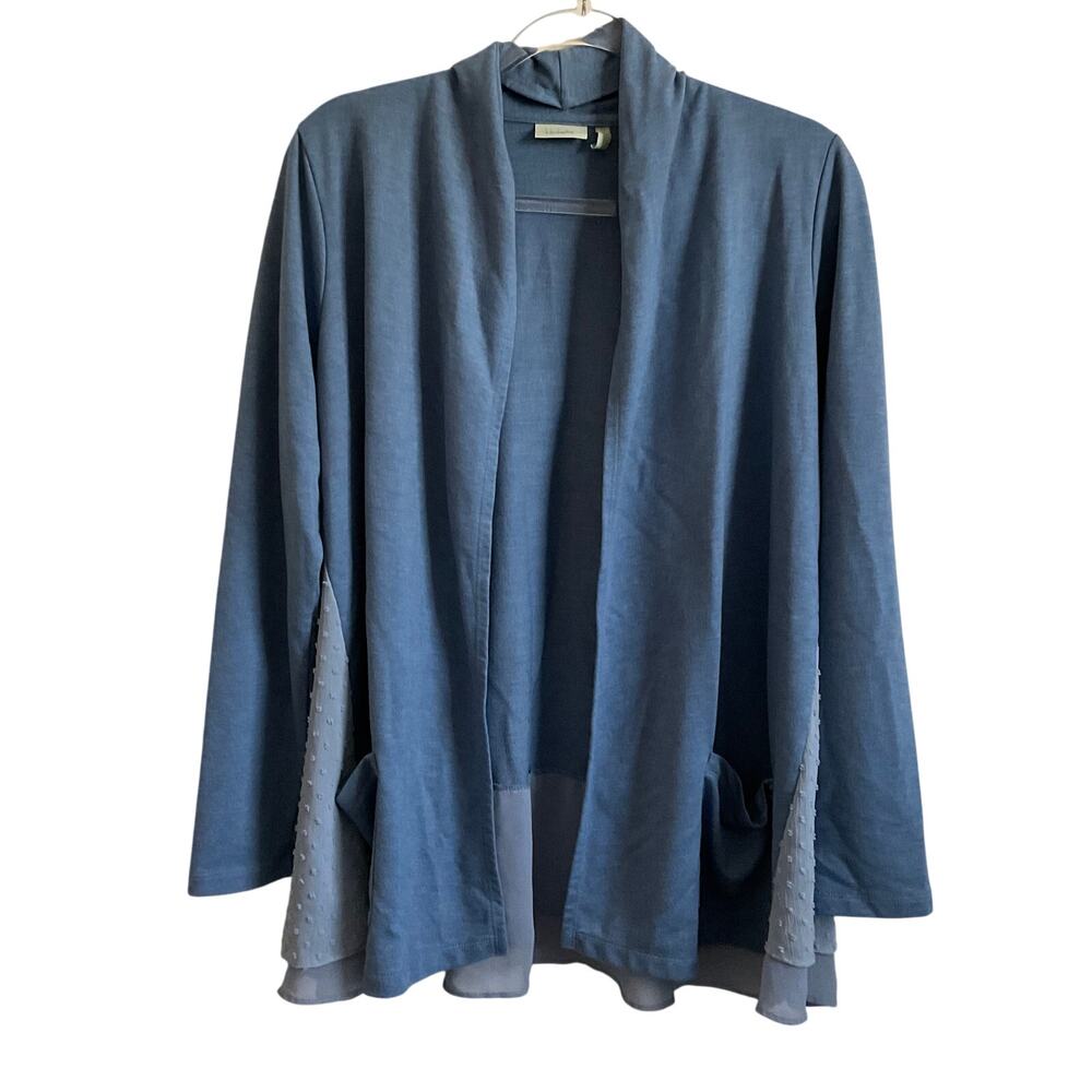 LOGO Lounge Blue Open Front Cardigan with Pockets - Size‎ XS